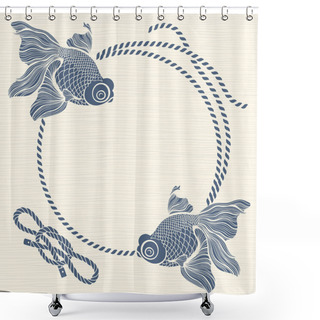 Personality  Frame With Nautical Rope  Knots And Fish Shower Curtains