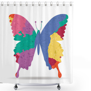 Personality  Butterfly Fly Drawn Painted Icon Vector Shower Curtains