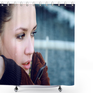 Personality  Crying Beautiful Woman Shower Curtains