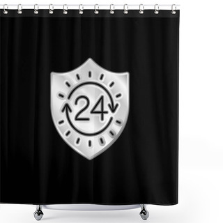 Personality  24 Hours Silver Plated Metallic Icon Shower Curtains