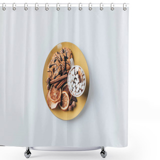 Personality  Plate With Cookies And Cup Of Cacao  Shower Curtains
