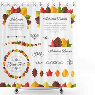 Personality  Collection Of Textured Vector Autumn Leaves Shower Curtains