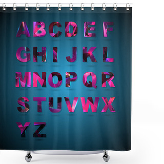 Personality  Abstract Alphabet On Blue Background Shower Curtains