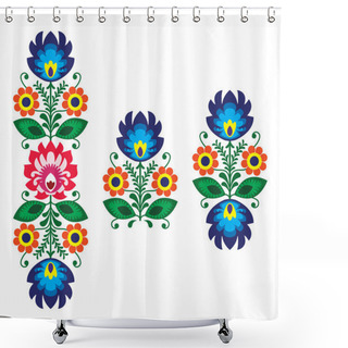 Personality  Folk Embroidery With Flowers - Traditional Polish Pattern Shower Curtains