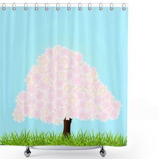 Personality  Vector Illustration Of A Blossom Tree. Shower Curtains