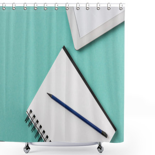 Personality  Notebook With Pencil And Digital Tablet Shower Curtains
