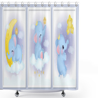 Personality  Adorable Animals Illustration For Personal Project Shower Curtains