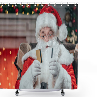 Personality  Santa Claus With Credit Cards Shower Curtains
