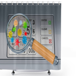 Personality  ATM Machine With Germs And Bacterias Under Magnifying Glass Shower Curtains