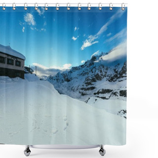 Personality  Beautiful Snowy Mountains Landscape With Blue Sky, Austria Shower Curtains