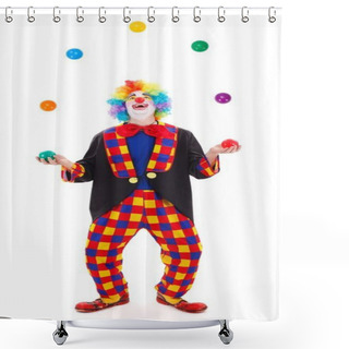 Personality  Juggler Clown Throwing Colorful Balls Shower Curtains