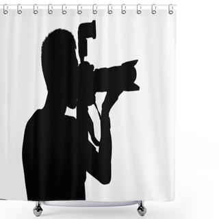 Personality  Silhouette Of Man Holding Camera Shower Curtains