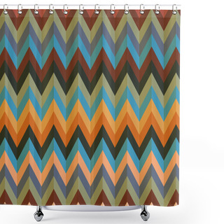 Personality  Seamless Chevron Pattern. Seamless Zigzag Pattern With Blue, Green, Pink.Digital Print For Wallpaper, Wrapping Paper, Fabric, Textile, Scrap Booking, Apparel, Web Design. Boho Style.Vector Shower Curtains
