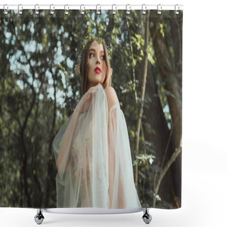 Personality  Beautiful Mystic Elf In Elegant Dress In Forest Shower Curtains