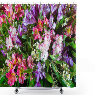 Personality  Big Multicolor  Alstroemeria  Flowers Bouquet Shower Curtains