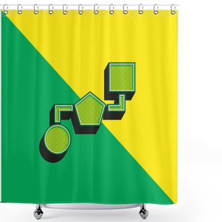 Personality  Block Scheme Of Three Geometrical Shapes Green And Yellow Modern 3d Vector Icon Logo Shower Curtains
