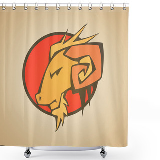 Personality  Ram Graphic Mascot Head With Horns. Vector Illustration Shower Curtains