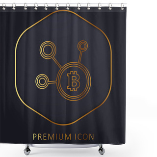Personality  Bitcoin Network Symbol Golden Line Premium Logo Or Icon Shower Curtains