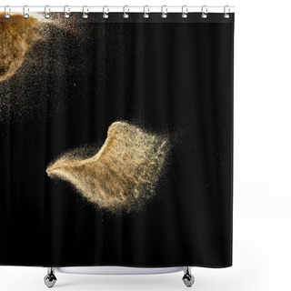 Personality  Dry River Sand Explosion.Brown Color Sand Splash Against Black Background. Shower Curtains
