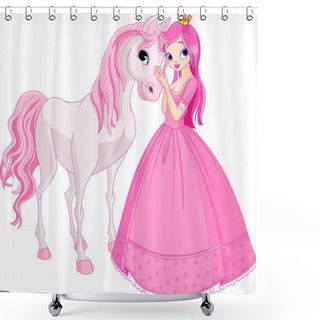 Personality  Beautiful Princess And Horse Shower Curtains