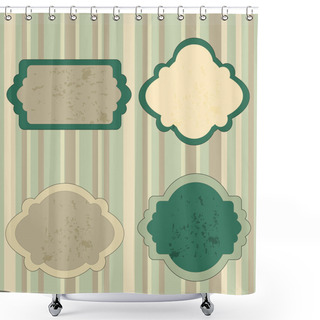 Personality  Set Retro Green Tag. Vector Shower Curtains