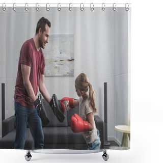Personality  Preschooler Child Learning Boxing With Father Shower Curtains