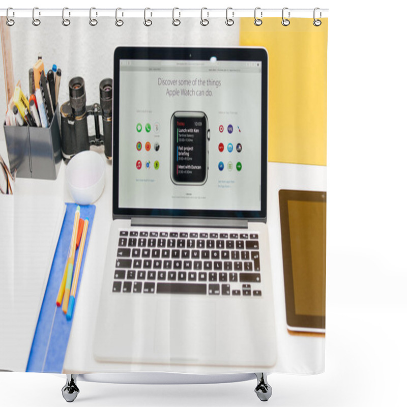 Personality  Apple Launches Apple Watch, MacBook Retina And Medical Research  Shower Curtains