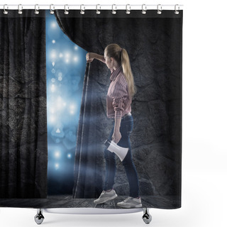 Personality  Young Woman Looking At The Scene Shower Curtains
