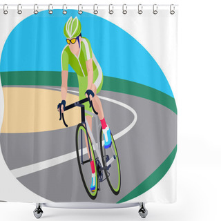 Personality  Male Olympics Bicyclist Illustration. Shower Curtains