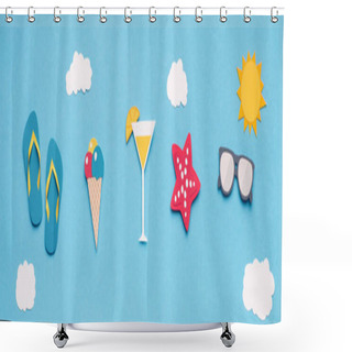 Personality  Creative Wallpaper With Summer Accessories In Sky Shower Curtains