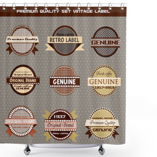 Personality  Premium Quality Set Of Vector Vintage Labels On Gray Background Shower Curtains