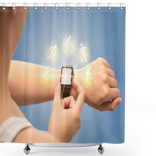 Personality  Hand With Smartwatch. Shower Curtains