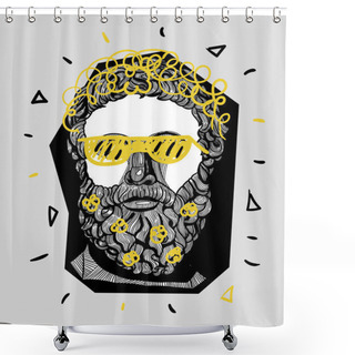 Personality  Vector Illustration Hand Drawn. Philosopher  Shower Curtains