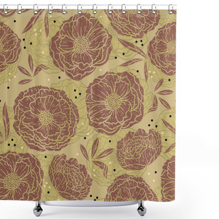 Personality  A Lovely Illustrations Of Peonies Flower As Seamless Surface Pattern Design. Shower Curtains