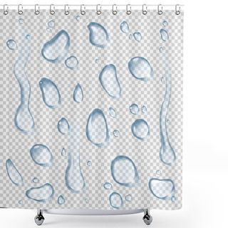 Personality  Transparent Vector Water Drops Set 2. Shower Curtains