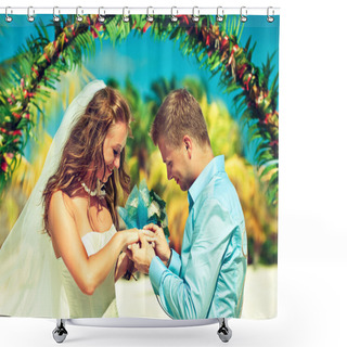 Personality  Newlyweds Exchange Rings Shower Curtains