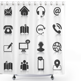 Personality  Set Of Contact Us Icons, Map Location, Phone . Vector Illustration Shower Curtains