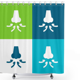 Personality  Breathe Flat Four Color Minimal Icon Set Shower Curtains