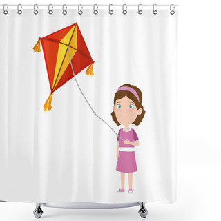 Personality  Little Girl Flying Kite Shower Curtains