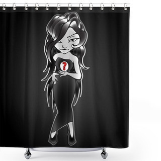 Personality  Mysterious Woman. Vector Illustration. Shower Curtains