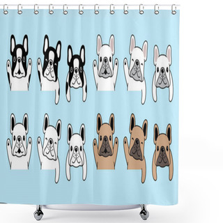 Personality  Dog Vector French Bulldog Icon Pet Puppy Cartoon Character Symbol Illustration Doodle Design Shower Curtains