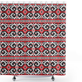 Personality  Ukrainian Folk Art. Traditional Embroidery Pattern. Abstract Vector Texture Shower Curtains