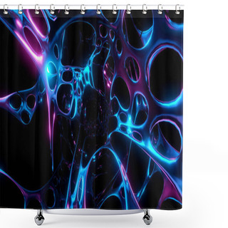 Personality  Animation Abstract Technology Network Loop In The Tunnel Science Cosmic Or Technology Digital Sci-Fi.Digital Data, Made, And Connection Paths. Digital, Communication .3d Rendering. Shower Curtains