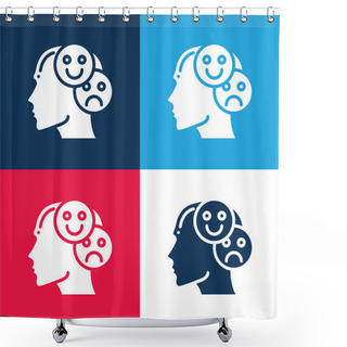 Personality  Bipolar Blue And Red Four Color Minimal Icon Set Shower Curtains