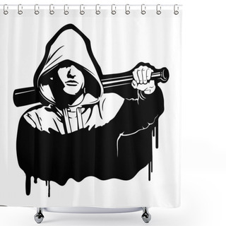 Personality  Hooligan - Vector Illustration Isolated On White Shower Curtains