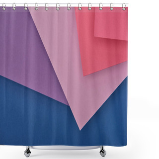 Personality  Top View Of Lilac, Violet, Blue And Pink Paper Sheets With Copy Space Shower Curtains