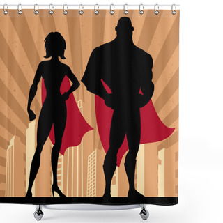Personality  Superhero Couple 4 Shower Curtains