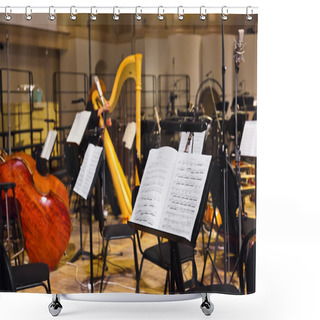 Personality  Musical Instruments And Sheet Music Shower Curtains
