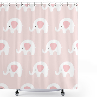 Personality  Cute Background With Cartoon Elephants, Vector Illustration Shower Curtains