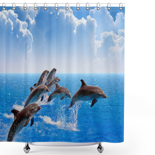 Personality  Jumping Dolphins Shower Curtains